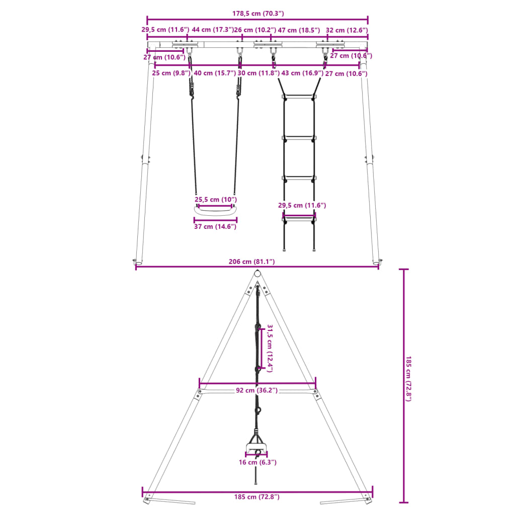 vidaXL Outdoor Swing Set with Swing and Ladder