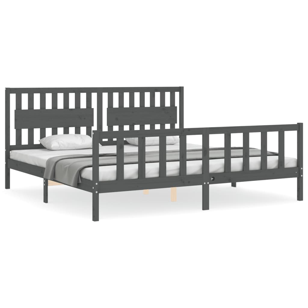 vidaXL Bed Frame without Mattress Grey 200x200 cm Solid Wood Pine