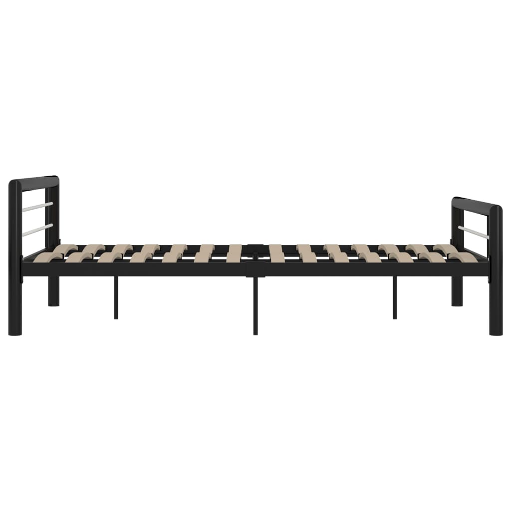 vidaXL Bed Frame without Mattress Black and White Metal 160x200 cm