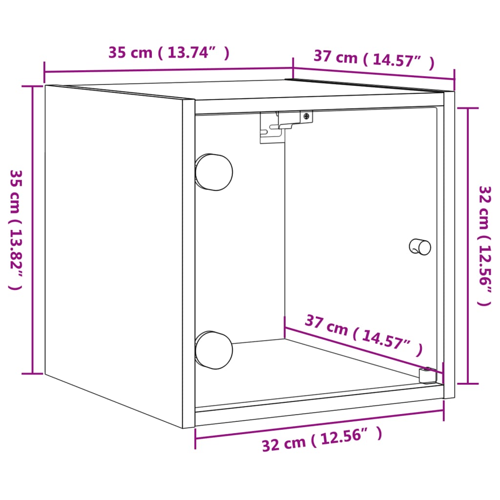 vidaXL Bedside Cabinet with Glass Door Sonoma Oak 35x37x35 cm