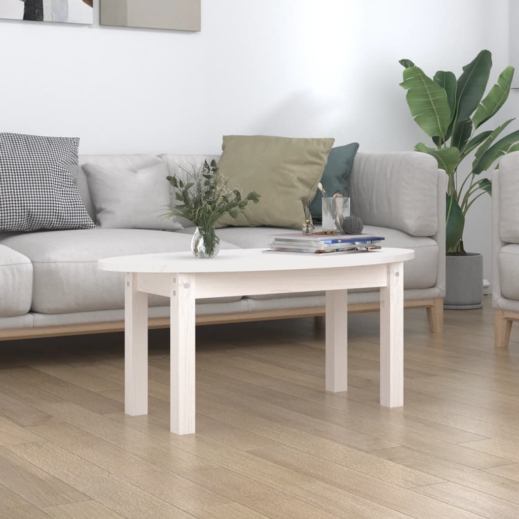 vidaXL Coffee Table White 80x40x35 cm Solid Wood Pine