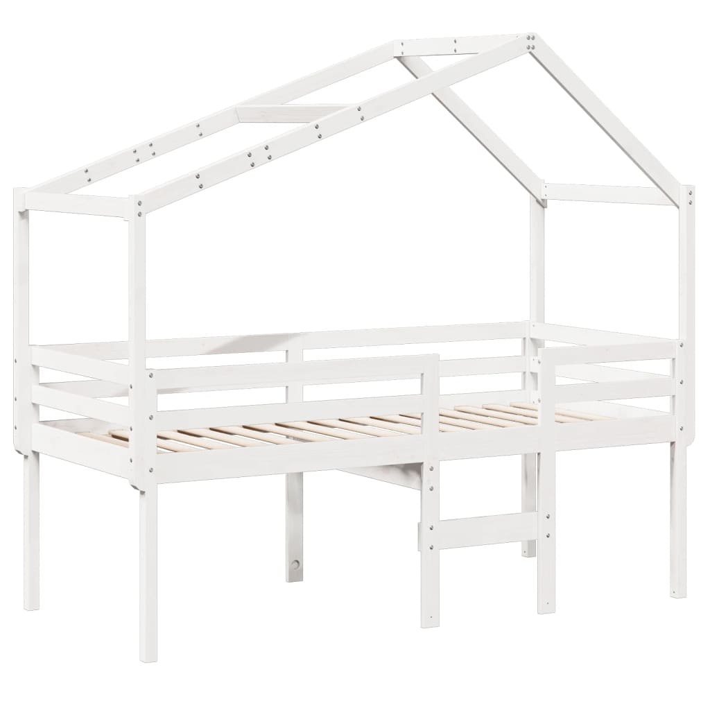 vidaXL High Sleeper Bed without Mattress White 75x190 cm Small Single Solid Wood Pine