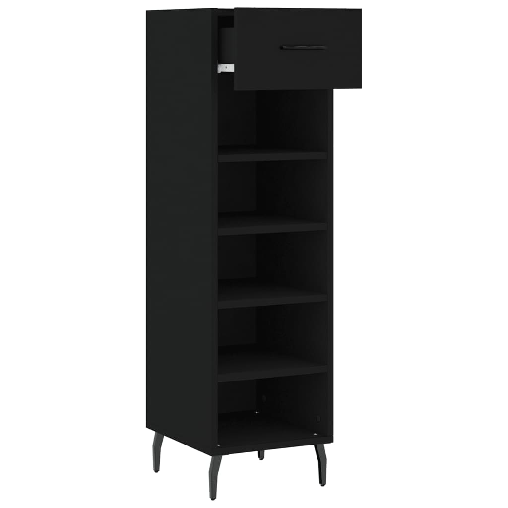 vidaXL Shoe Cabinet Black 30x35x105 cm Engineered Wood