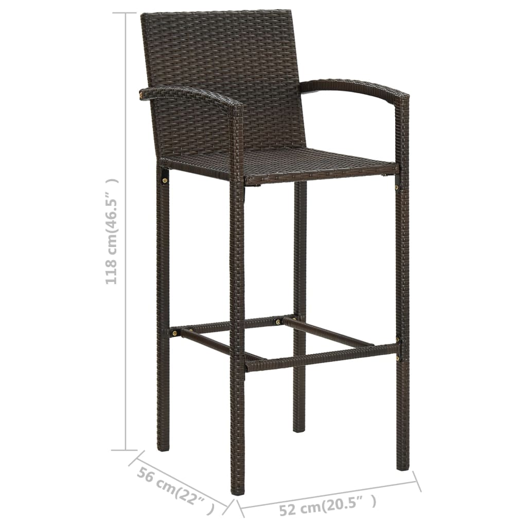 vidaXL 5 Piece Outdoor Bar Set with Armrest Poly Rattan Brown