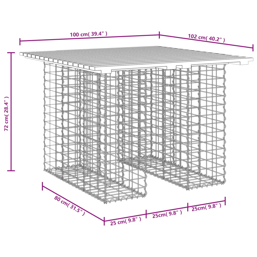 vidaXL Garden Bench Gabion Design 100x102x72 cm Solid Wood Douglas