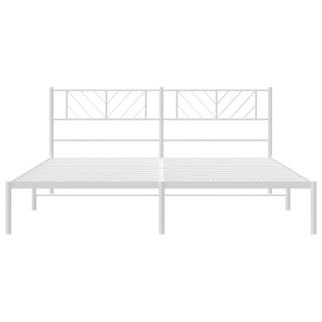 vidaXL Metal Bed Frame without Mattress with Headboard White 180x200 cm Super King