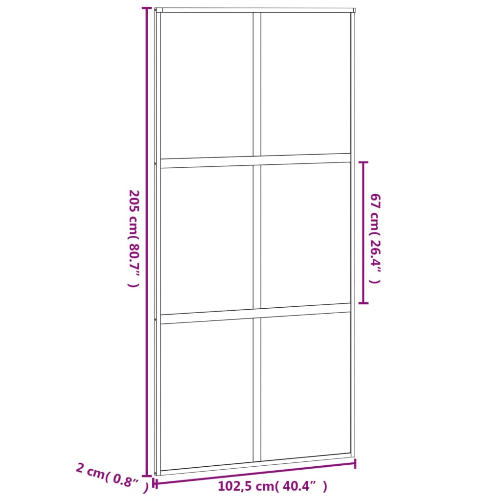 vidaXL Sliding Door Black 102.5x205 cm Tempered Glass and Aluminium