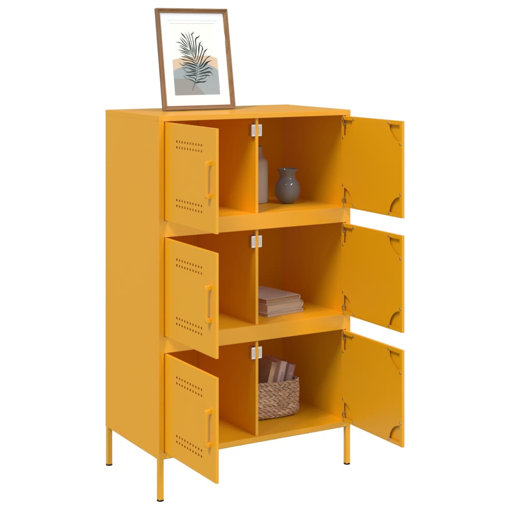 vidaXL Highboard Mustard Yellow 68x39x113 cm Steel