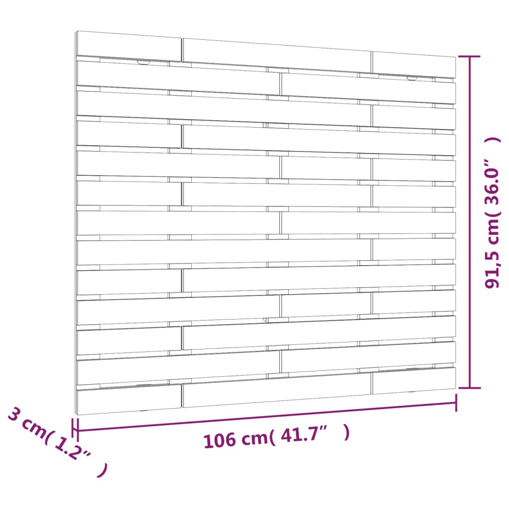 vidaXL Wall Headboard 106x3x91.5 cm Solid Wood Pine