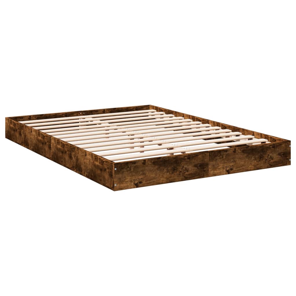 vidaXL Bed Frame without Mattress Smoked Oak 140x190 cm Engineered Wood