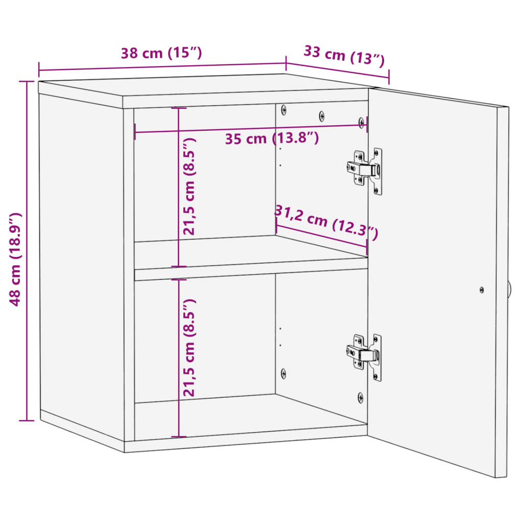 vidaXL Bathroom Wall Cabinet 38x33x48 cm Solid Wood Mango