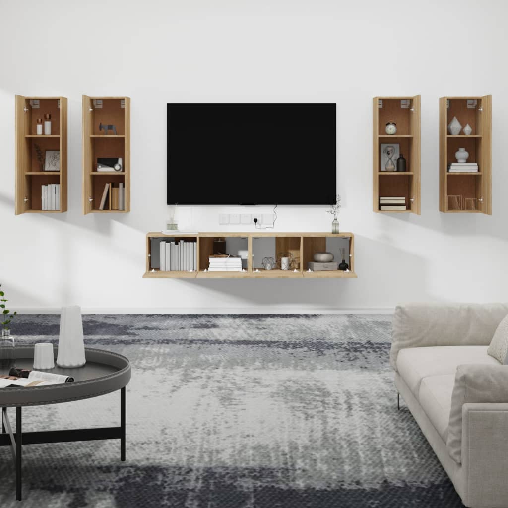 vidaXL 6 Piece TV Cabinet Set Sonoma Oak Engineered Wood