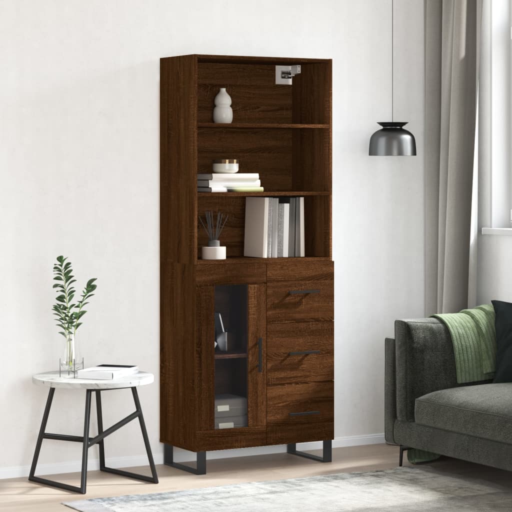 vidaXL Highboard Brown Oak 69.5x34x180 cm Engineered Wood