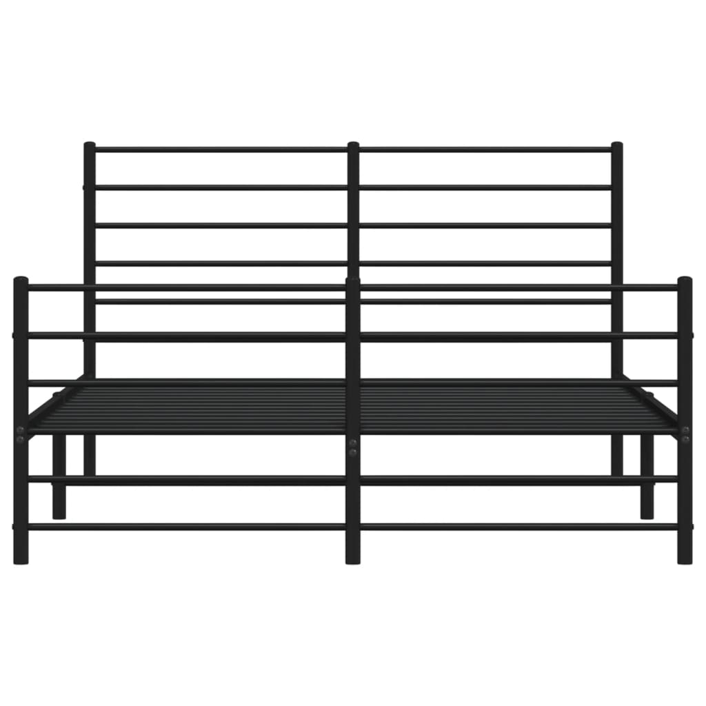 vidaXL Metal Bed Frame without Mattress with Footboard Black 140x200 cm