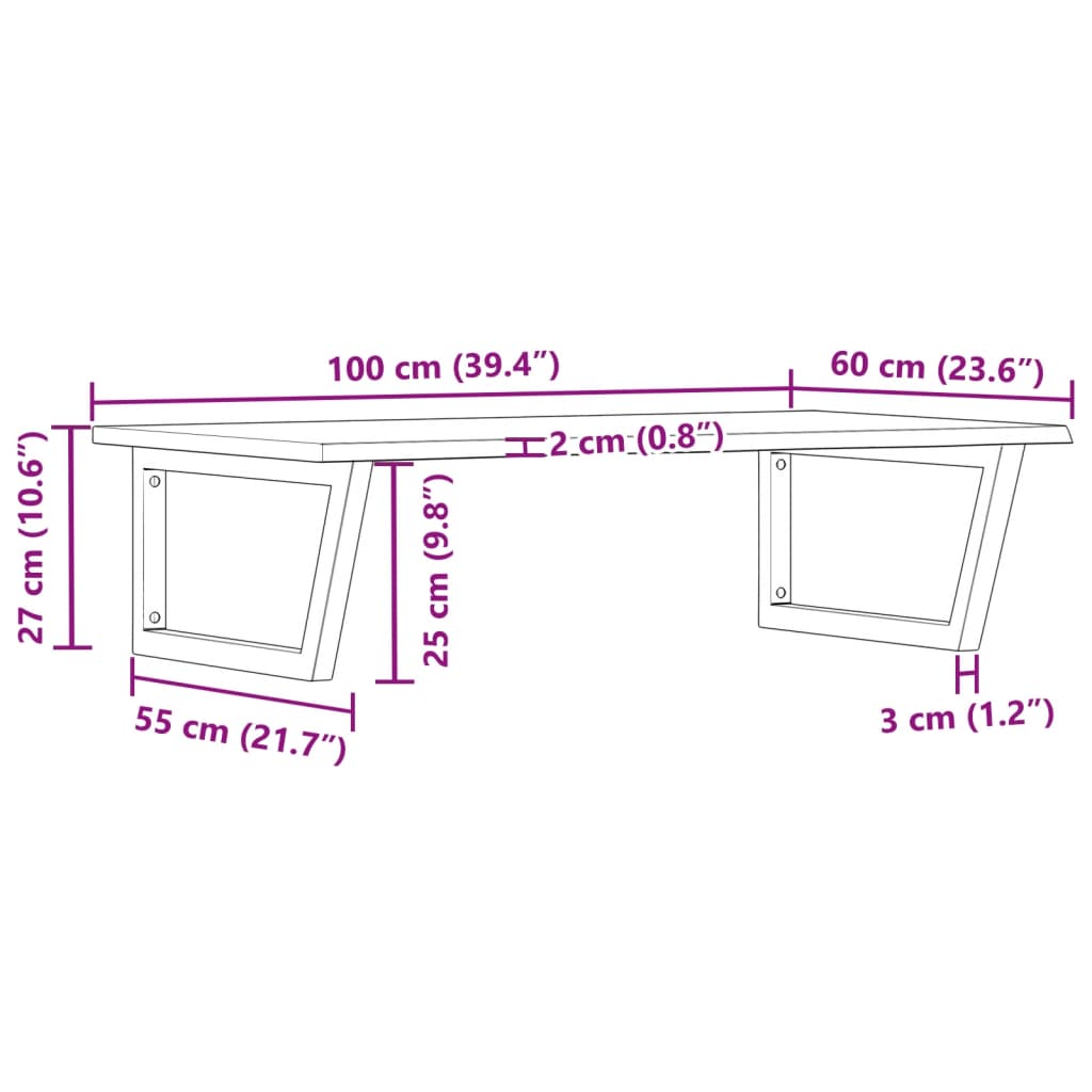 vidaXL Basin Shelf Wall Mounted Steel and Solid Wood Oak