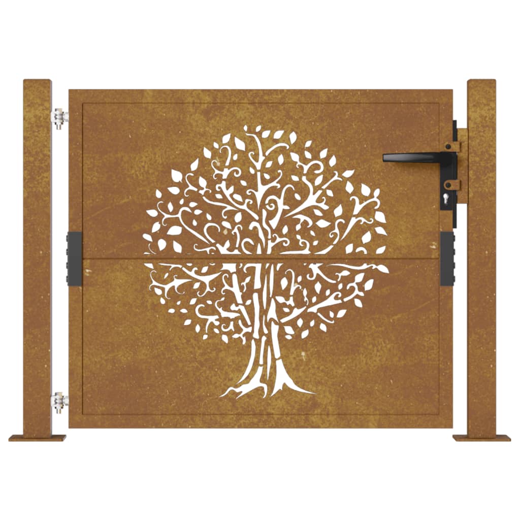 vidaXL Garden Gate 105x105 cm Corten Steel Tree Design