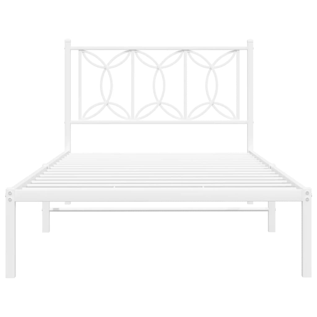 vidaXL Metal Bed Frame without Mattress with Headboard White 100x200 cm