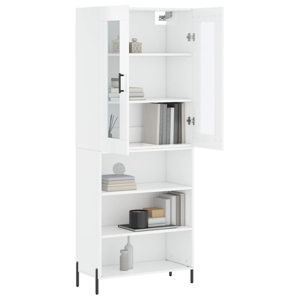 vidaXL Highboard High Gloss White 69.5x34x180 cm Engineered Wood