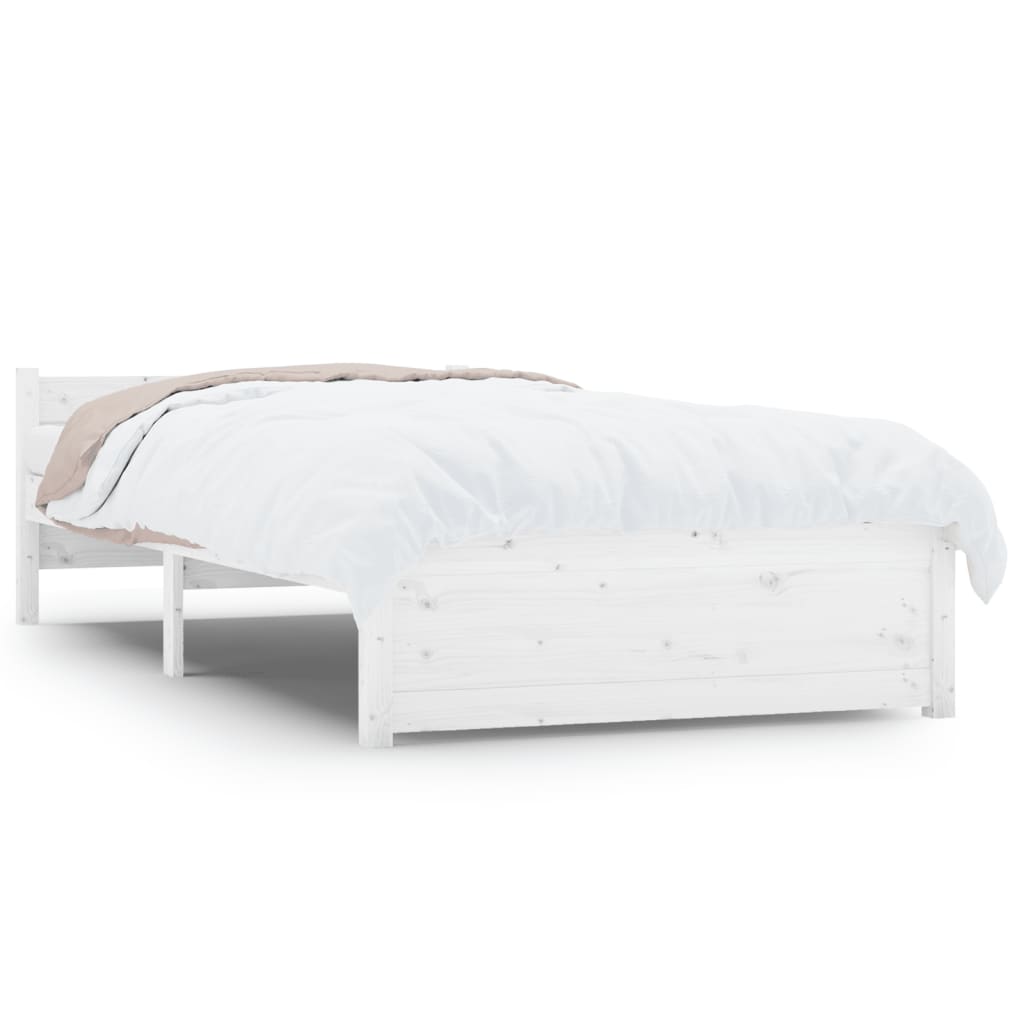 vidaXL Bed Frame without Mattress White Solid Wood 90x190 cm Single