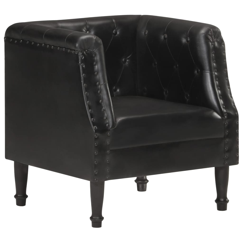 vidaXL Armchair Black Real Leather