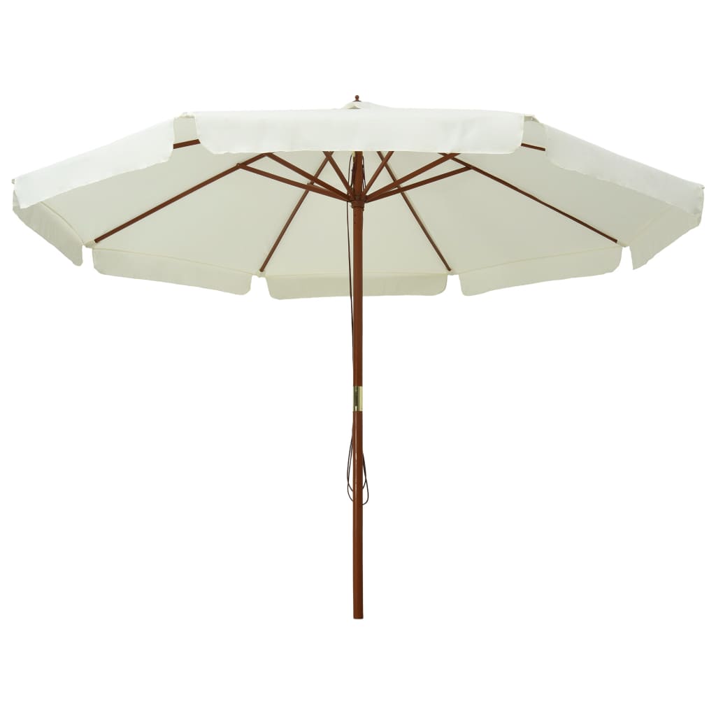 vidaXL Garden Parasol with Wooden Pole 330 cm Sand White