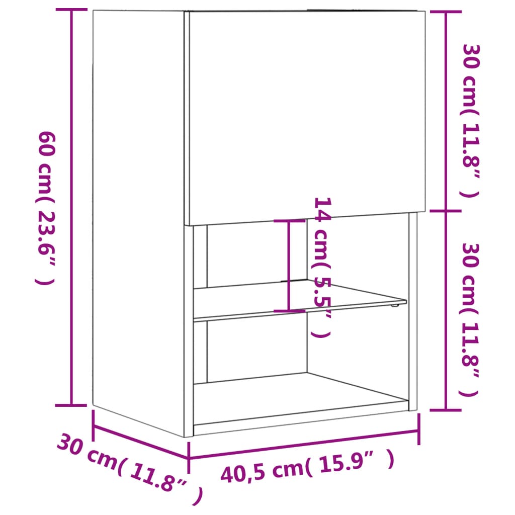 vidaXL TV Cabinet with LED Lights White 40.5x30x60 cm