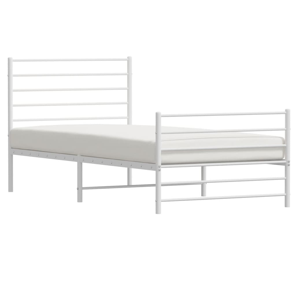 vidaXL Metal Bed Frame without Mattress with Footboard White 100x200 cm