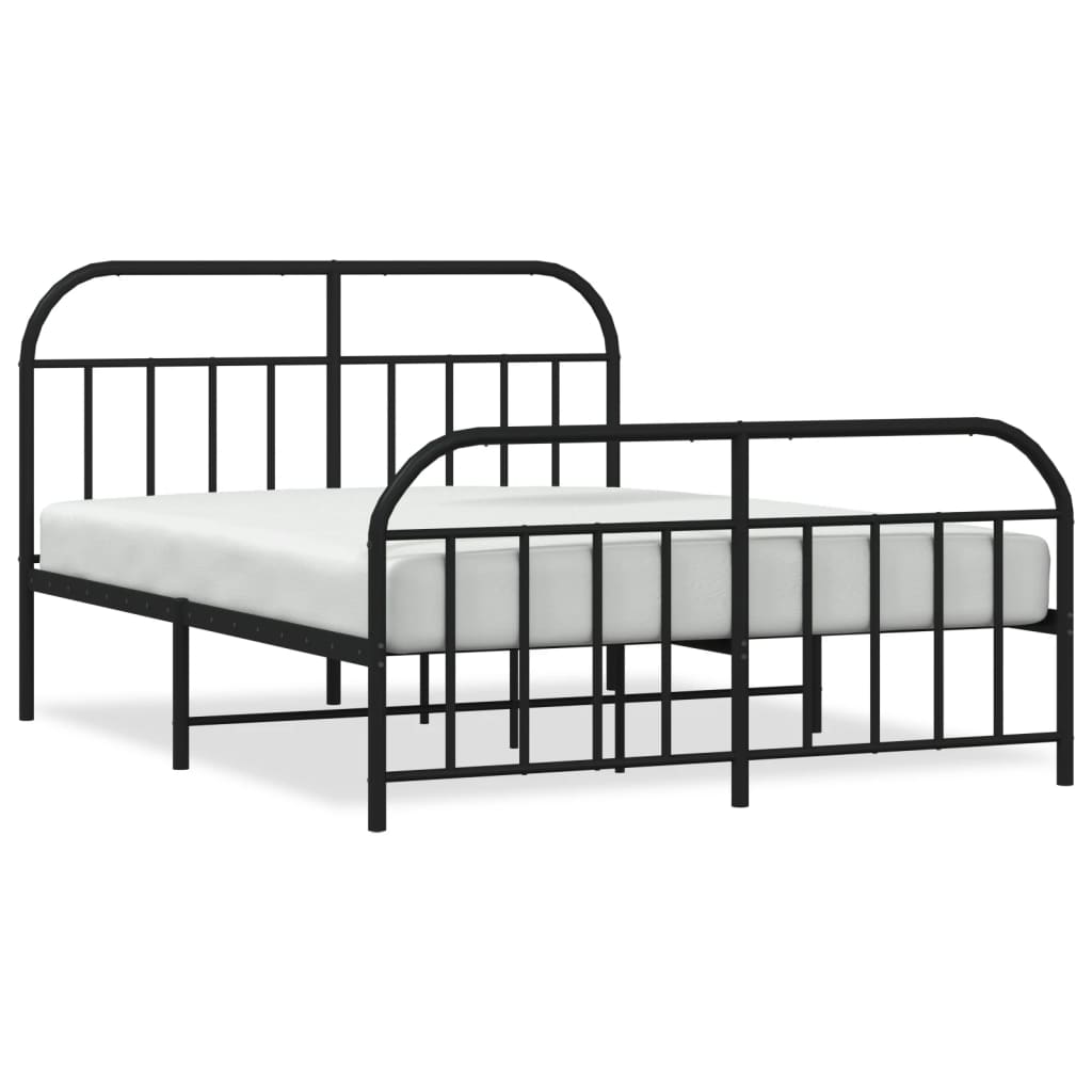 vidaXL Metal Bed Frame without Mattress with Footboard Black 160x200 cm