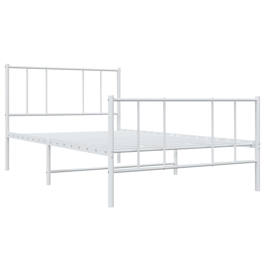 vidaXL Metal Bed Frame without Mattress with Footboard White 100x200 cm