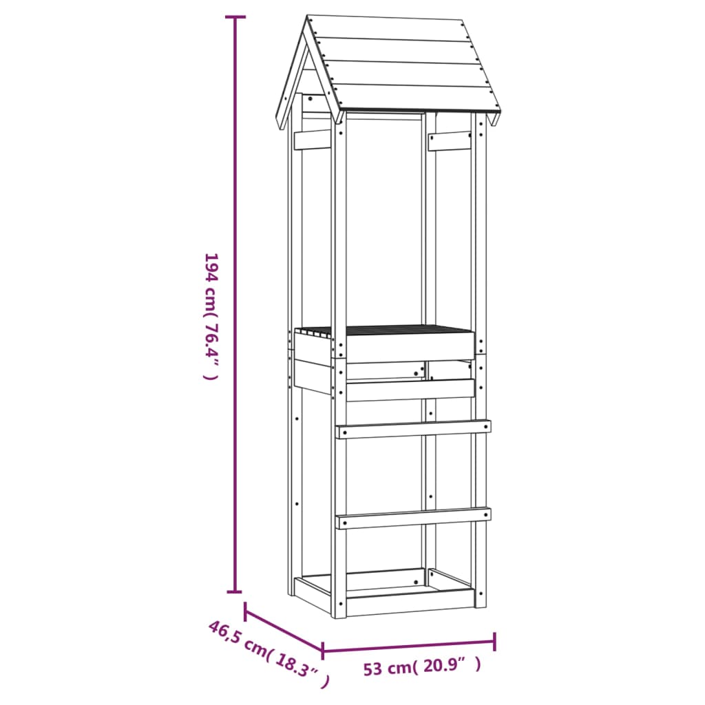 vidaXL Play Tower 53x46.5x194 cm Impregnated Wood Pine