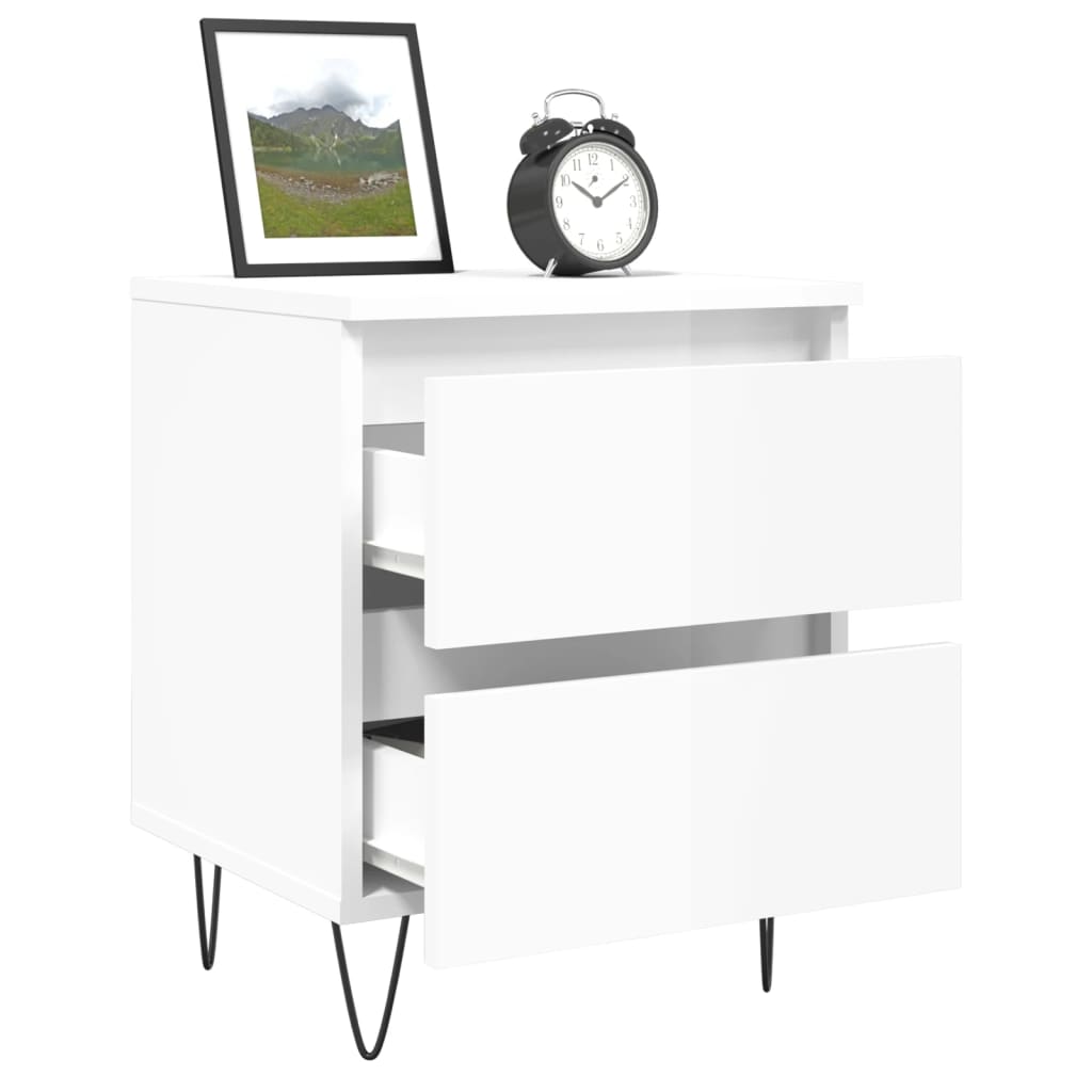 vidaXL Bedside Cabinet High Gloss White 40x35x50 cm Engineered Wood