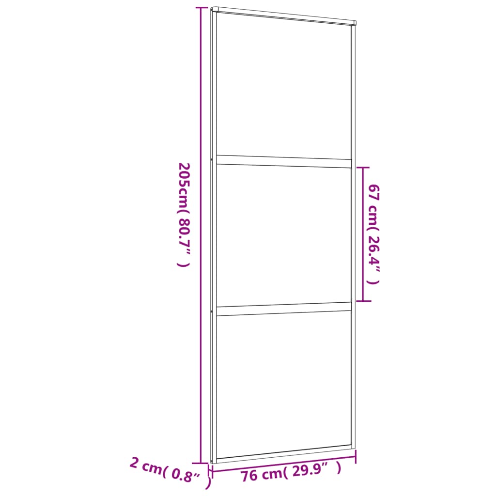 vidaXL Sliding Door Gold 76x205 cm Clear ESG Glass and Aluminium