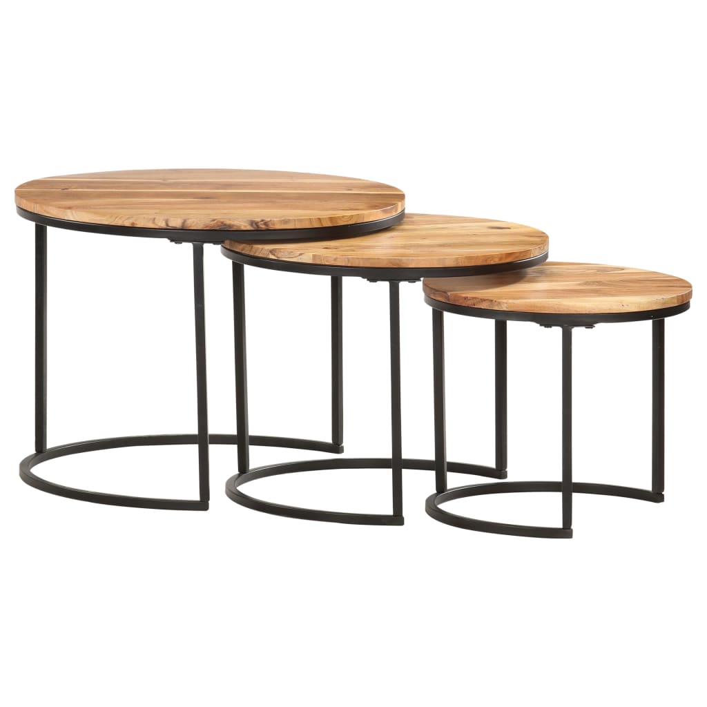 vidaXL Nesting Tables 3 pcs Solid Acacia Wood