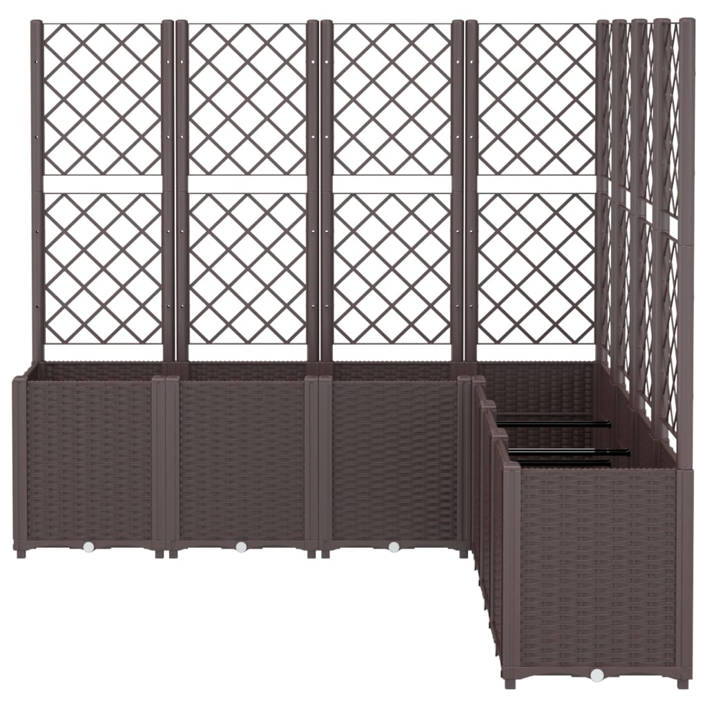 vidaXL Garden Planter with Trellis Brown 160x160x140 cm PP