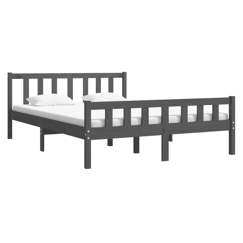 vidaXL Bed Frame without Mattress Grey Solid Wood 140x190 cm