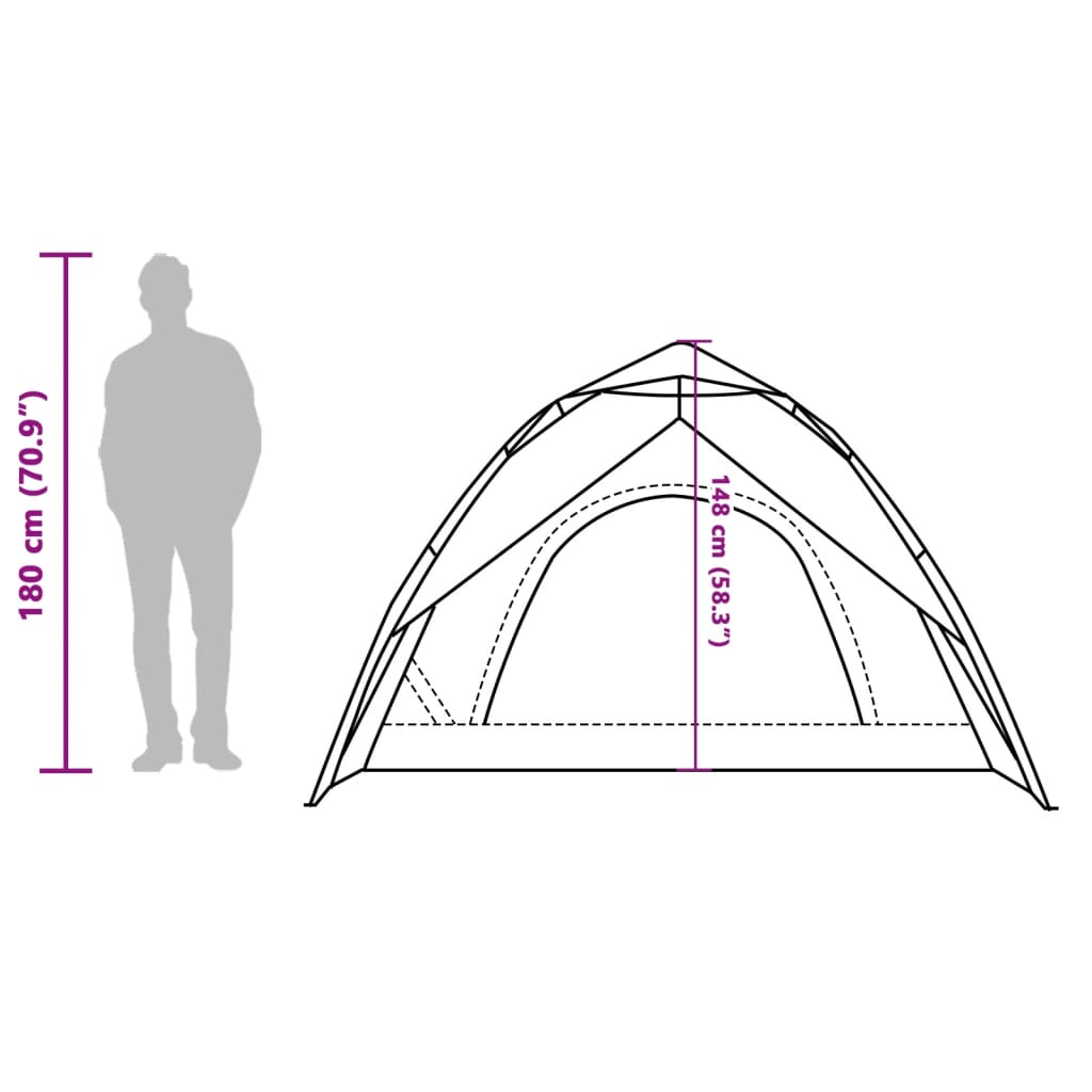 vidaXL Camping Tent Dome 3-Person Grey and Orange Quick Release