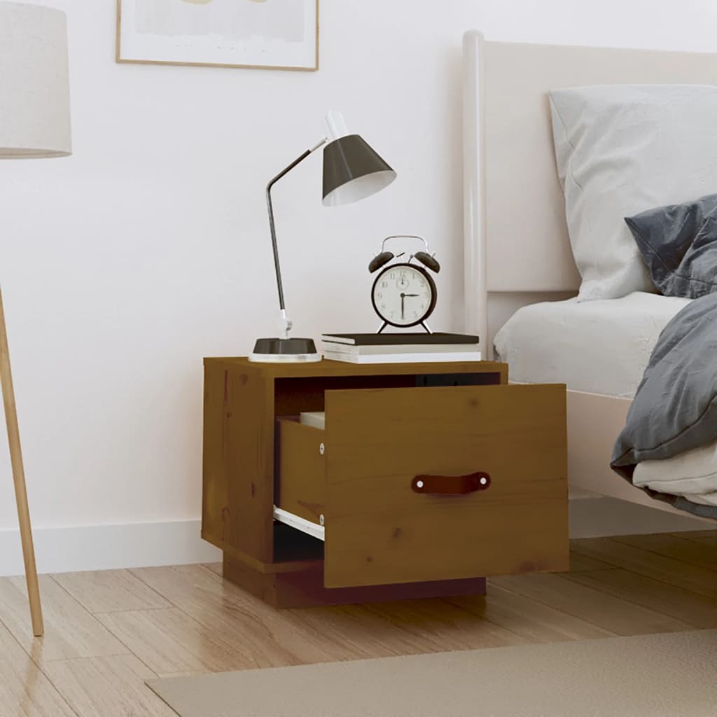 vidaXL Bedside Cabinet Honey Brown 40x34x35 cm Solid Wood Pine