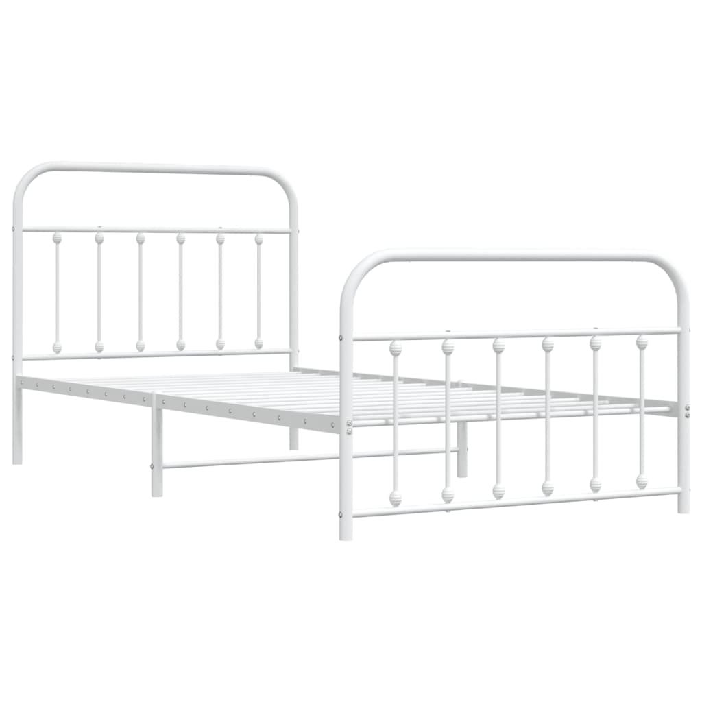 vidaXL Metal Bed Frame without Mattress with Footboard White 100x200 cm