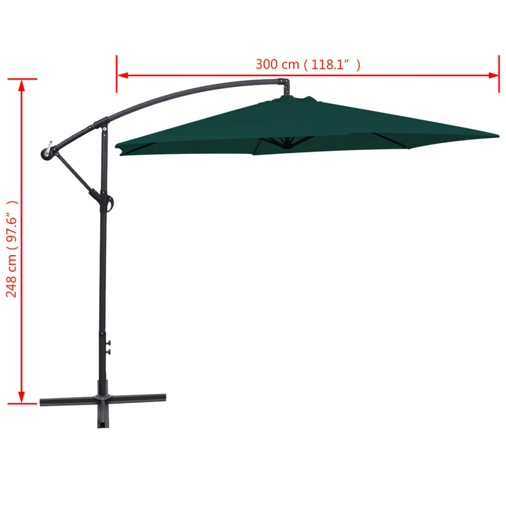 vidaXL Cantilever Garden Parasol 3 m Green