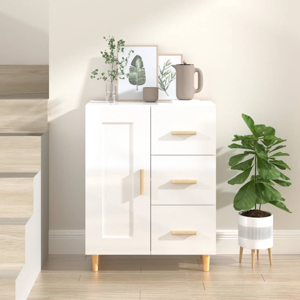 vidaXL Sideboard High Gloss White 69.5x34x90 cm Engineered Wood