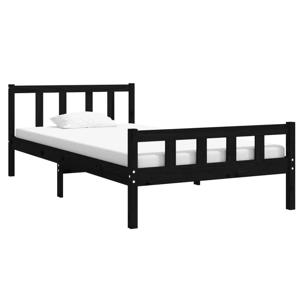 vidaXL Bed Frame without Mattress Black Solid Wood 100x200 cm