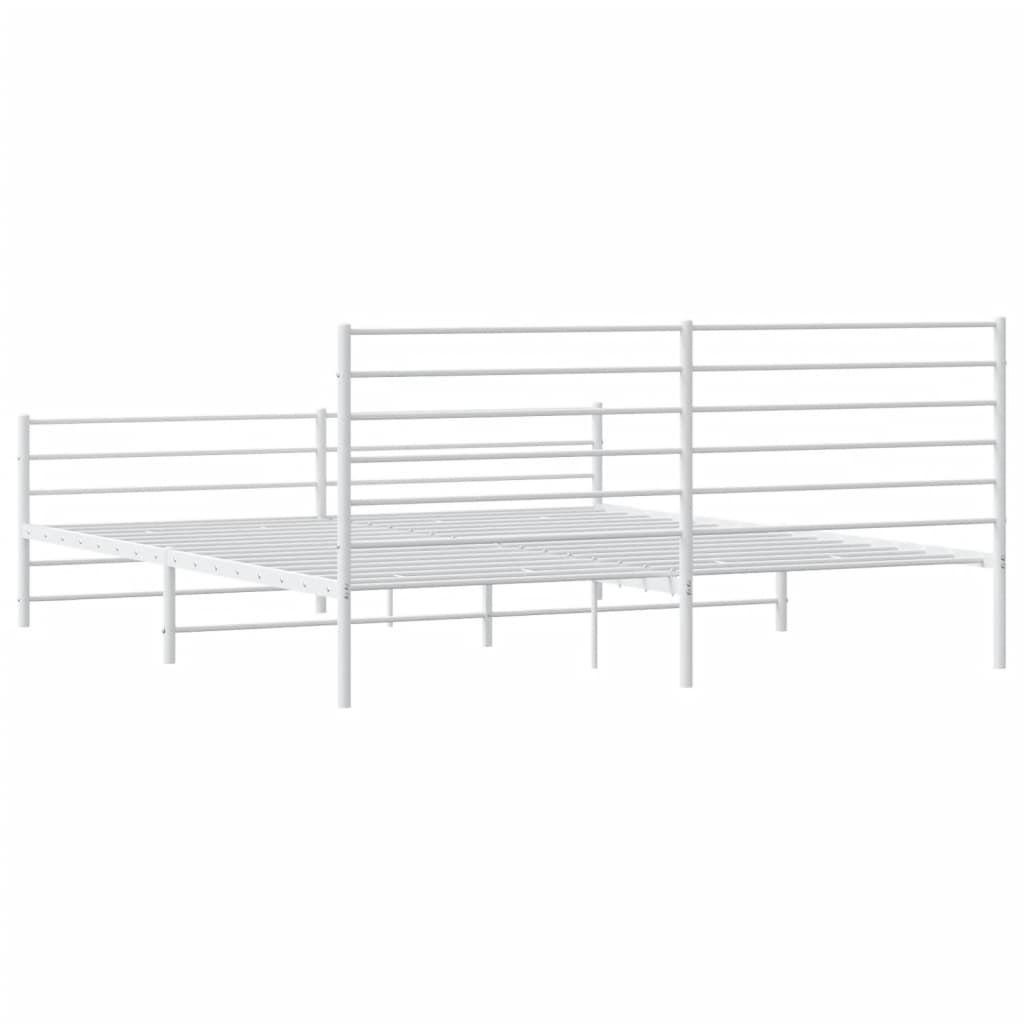 vidaXL Metal Bed Frame without Mattress with Footboard White 200x200 cm