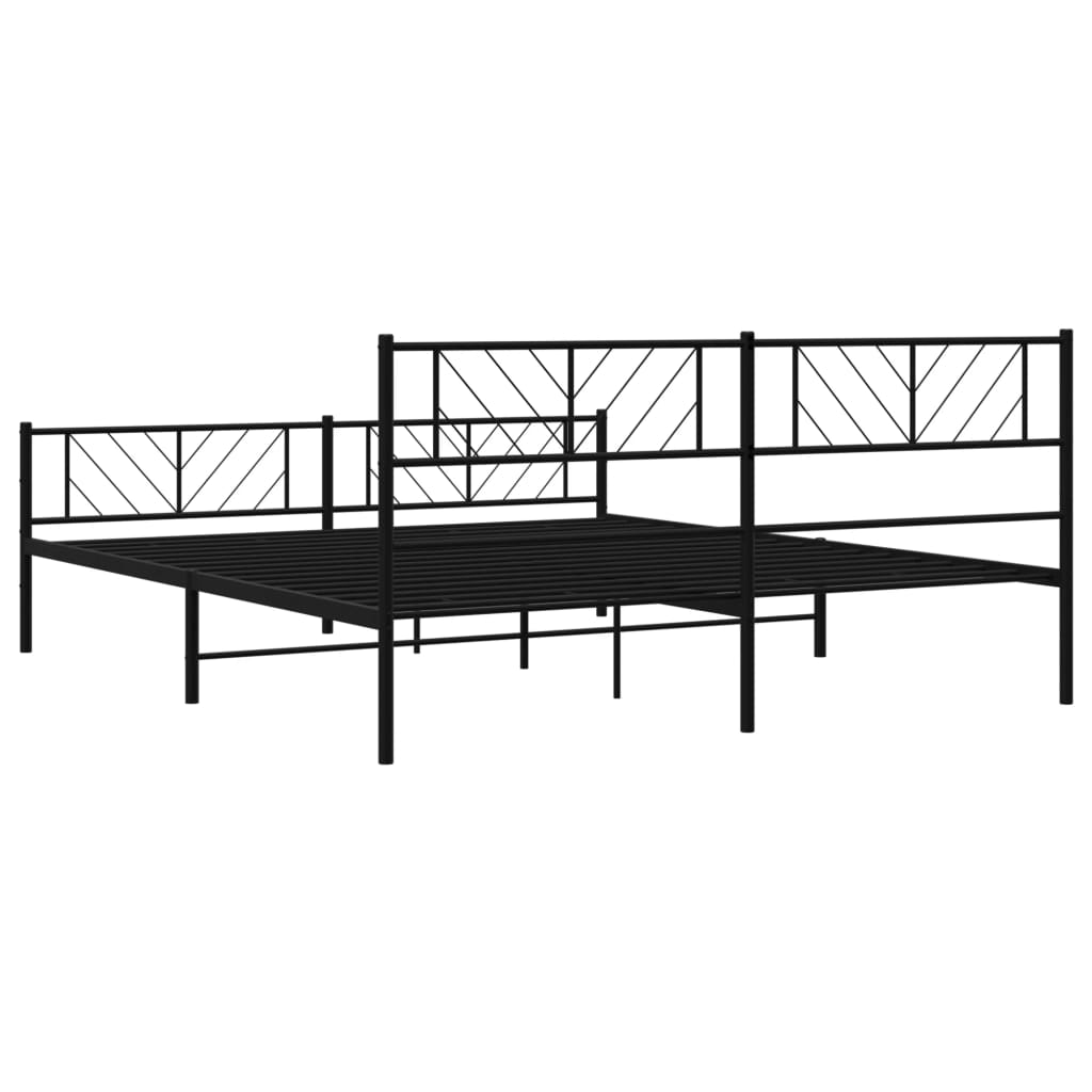 vidaXL Metal Bed Frame without Mattress with Footboard Black 193x203 cm