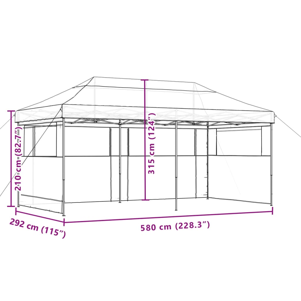 vidaXL Foldable Party Tent Pop-Up with 3 Sidewalls Taupe