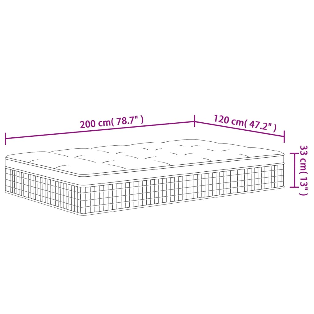 vidaXL Pocket Spring Mattress Medium Firm 120x200 cm