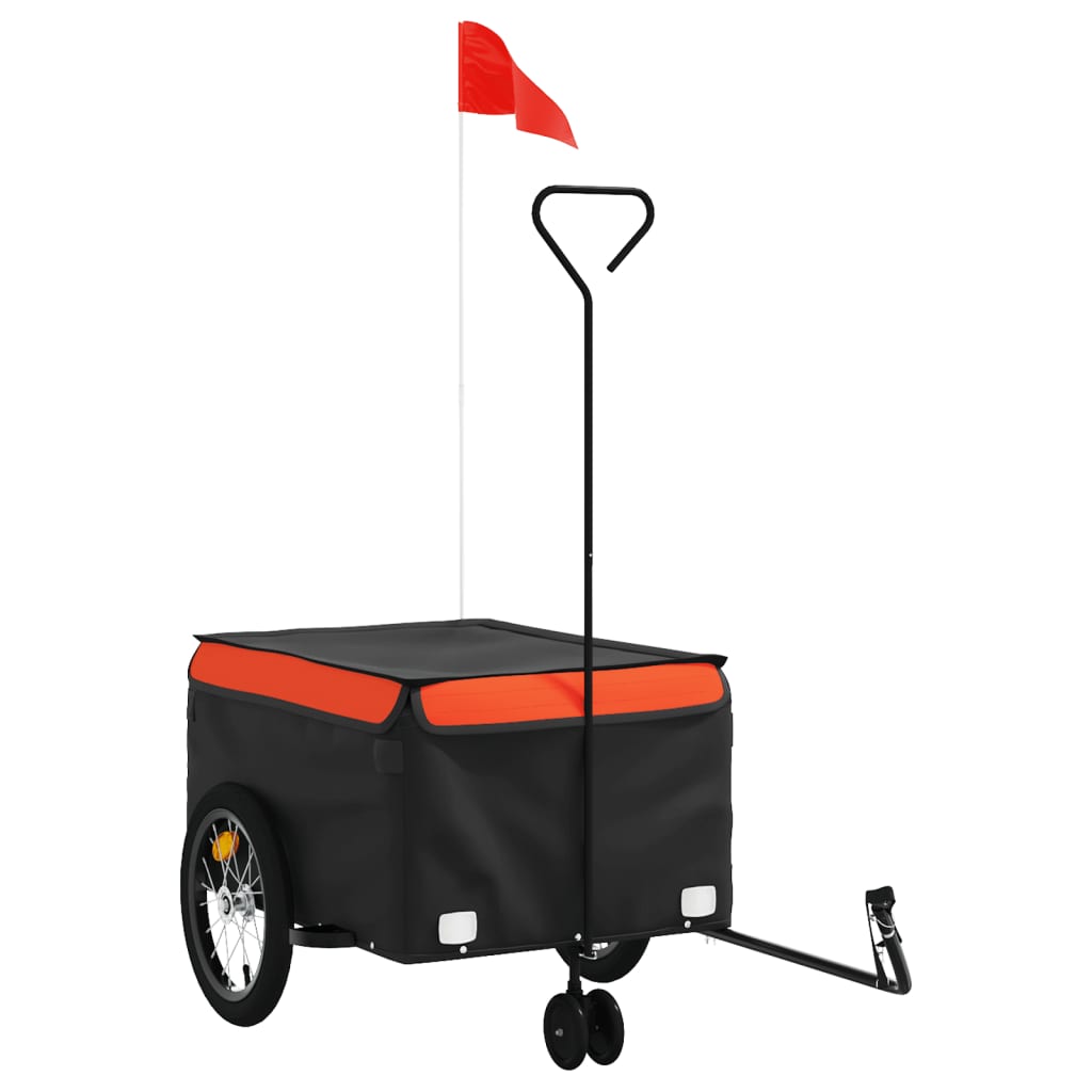 vidaXL Bike Trailer Black and Orange 45 kg Iron