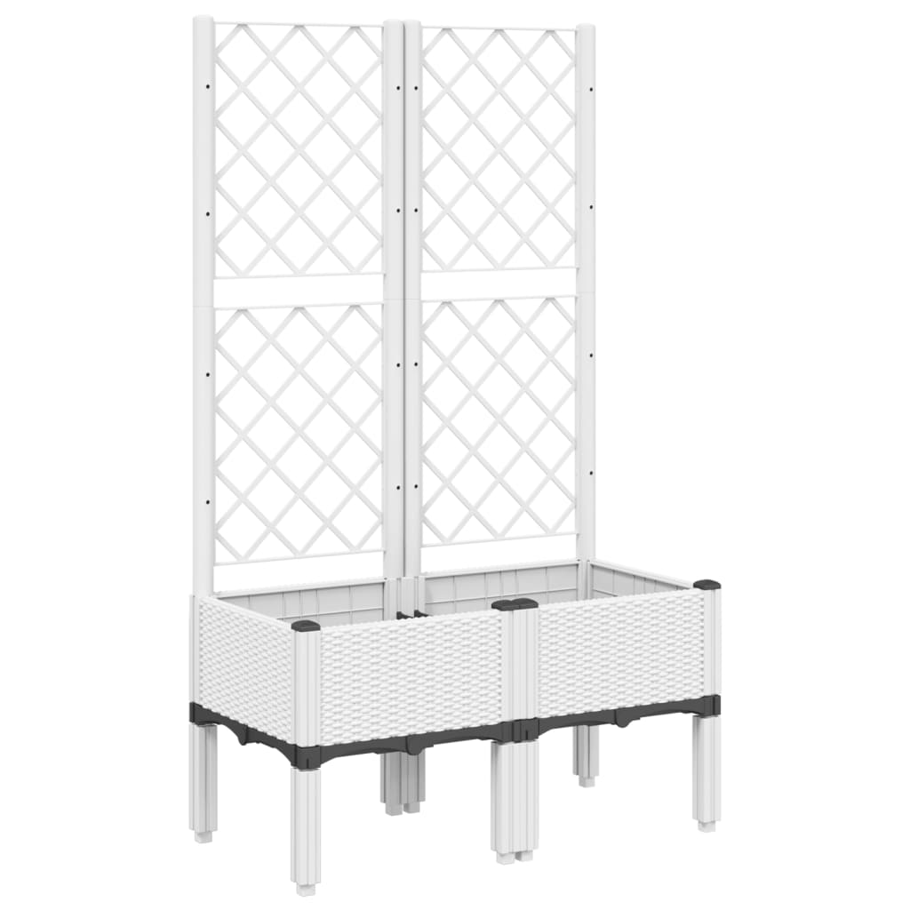 vidaXL Garden Planter with Trellis White 80x40x142 cm PP