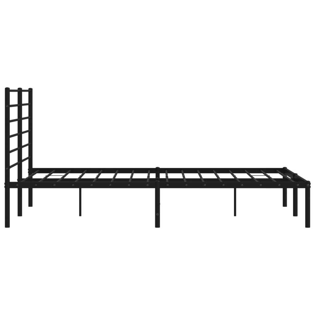 vidaXL Metal Bed Frame without Mattress with Headboard Black 135x190 cm Double