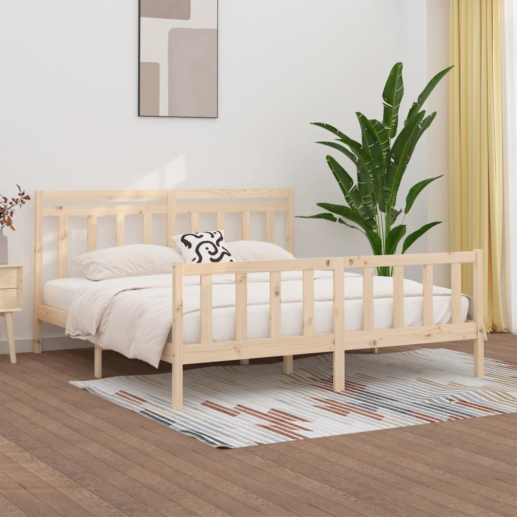 vidaXL Bed Frame without Mattress Solid Wood Pine 180x200 cm Super King