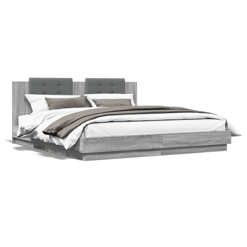 vidaXL Bed Frame without Mattress Grey Sonoma 200x200 cm